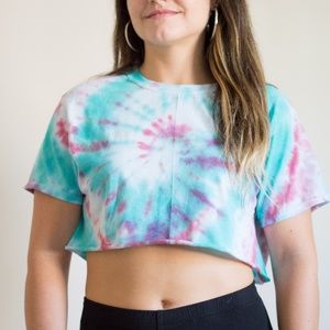 Pink and Teal Adorable Hippie Crop Top